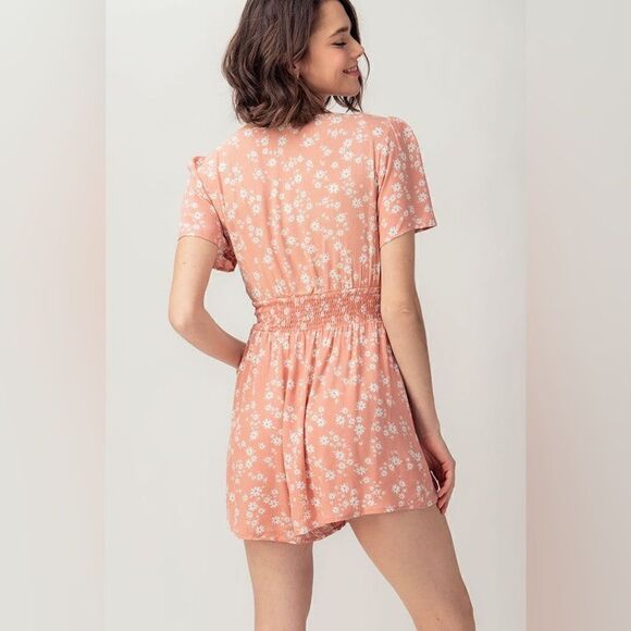 Love Tree Floral Smocked Romper - Picture 3 of 12